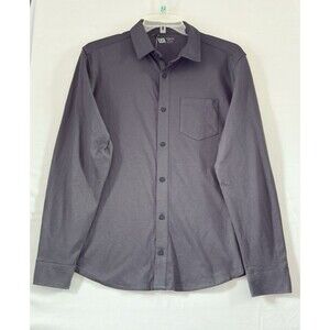 VRST Mens Long Sleeve Button Down Charcoal Stretch Wicking Shirt Medium NwT